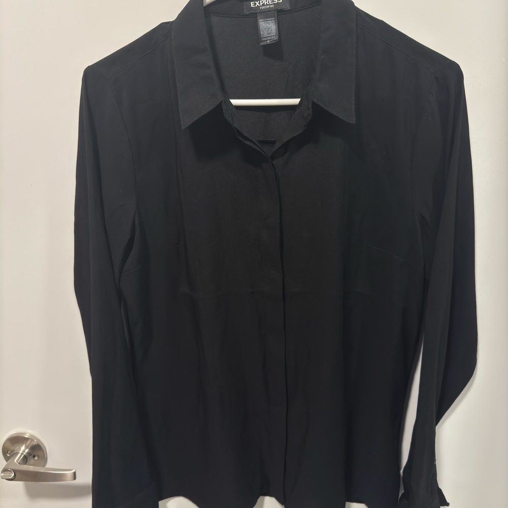 Express Black Button-Up Shirt
